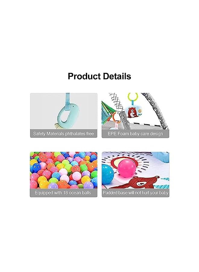 vesus Baby Play Gym Mat with Ball Pit Activity Gym Center Tummy Time Mat Thickened Mat Sensory Exploration Motor Skill Development for Newborn Infant Baby Toddlers - Image 2