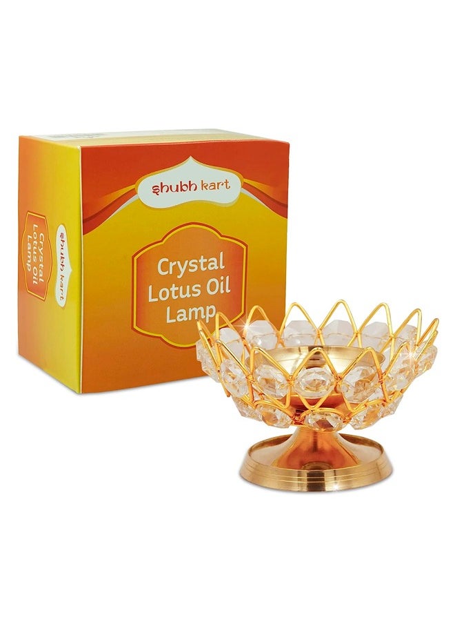 Shubh kart - Crystal Lotus Oil Lamp Diya - Image 1