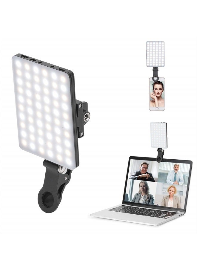Newmowa 60 LED High Power Rechargeable Clip Fill Video Conference Light with Front & Back Clip, Adjusted 3 Light Modes for Phone, iPhone, Android, iPad, Laptop, for Makeup, TikTok, Selfie, Vlog - Image 1