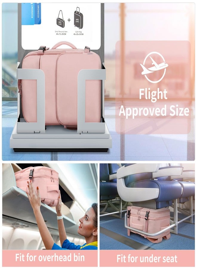 ZOMFELT Travel Backpack for Women Men, Carry On Backpack, TSA 15.6inch Laptop Backpack Flight Approved, Personal Item Travel Bag Nurse Bag Casual Daypack for Weekender Business Hiking Trip, Pink - Image 2