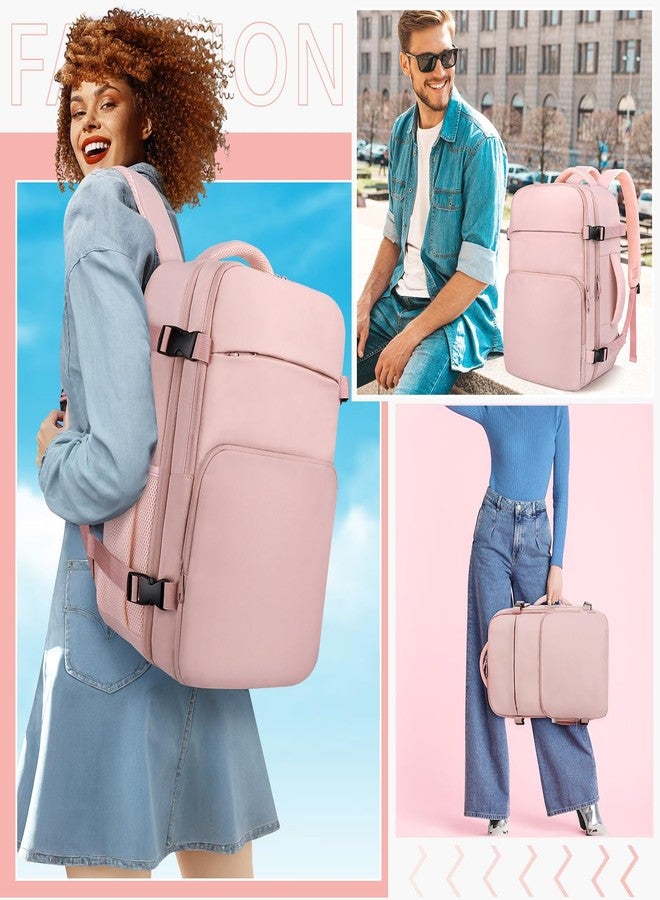 ZOMFELT Travel Backpack for Women Men, Carry On Backpack, TSA 15.6inch Laptop Backpack Flight Approved, Personal Item Travel Bag Nurse Bag Casual Daypack for Weekender Business Hiking Trip, Pink - Image 5