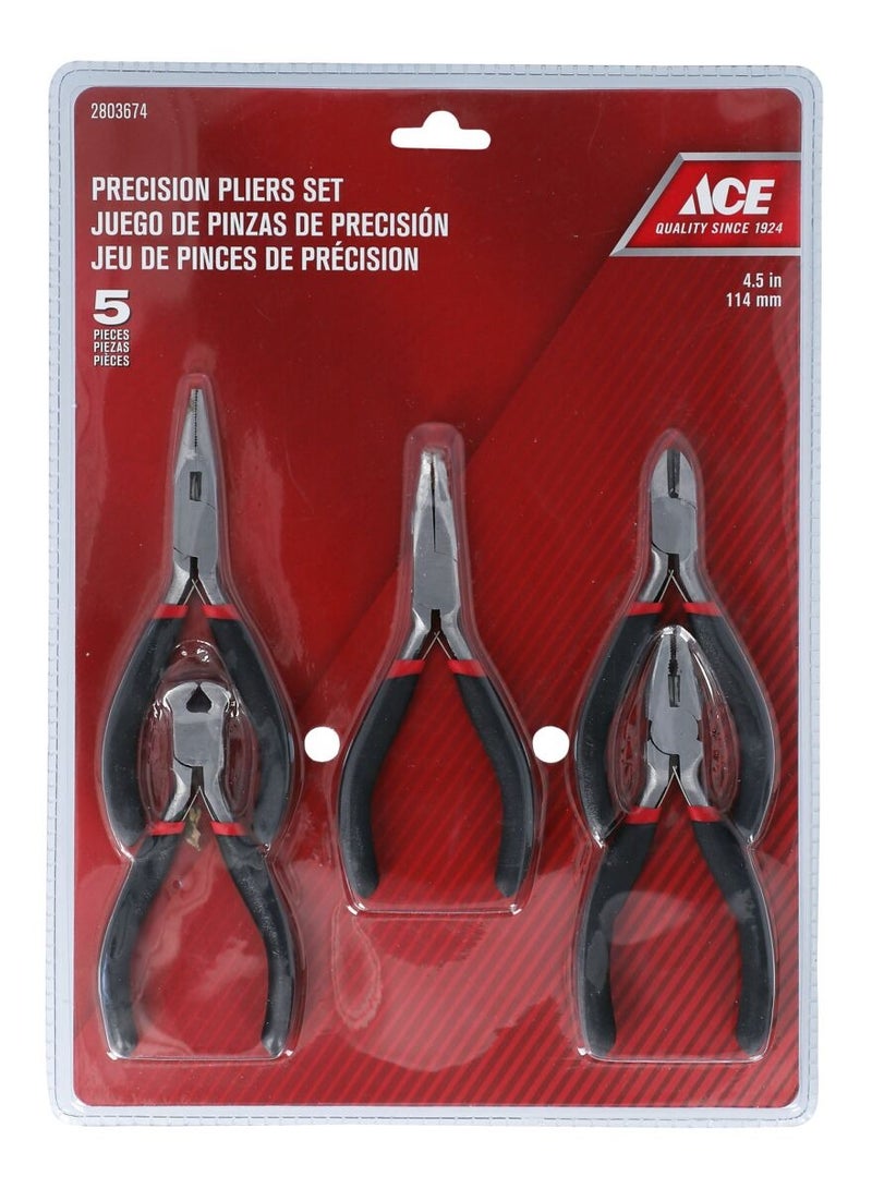 ACE 5-Piece 4.5 Inch Precision Plier Set 