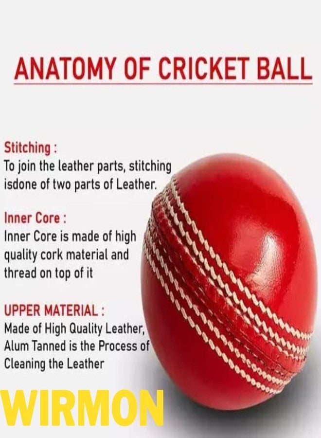Wirmon Leather Cricket Ball Size Standard | Red | (Pack of 2) - Image 4
