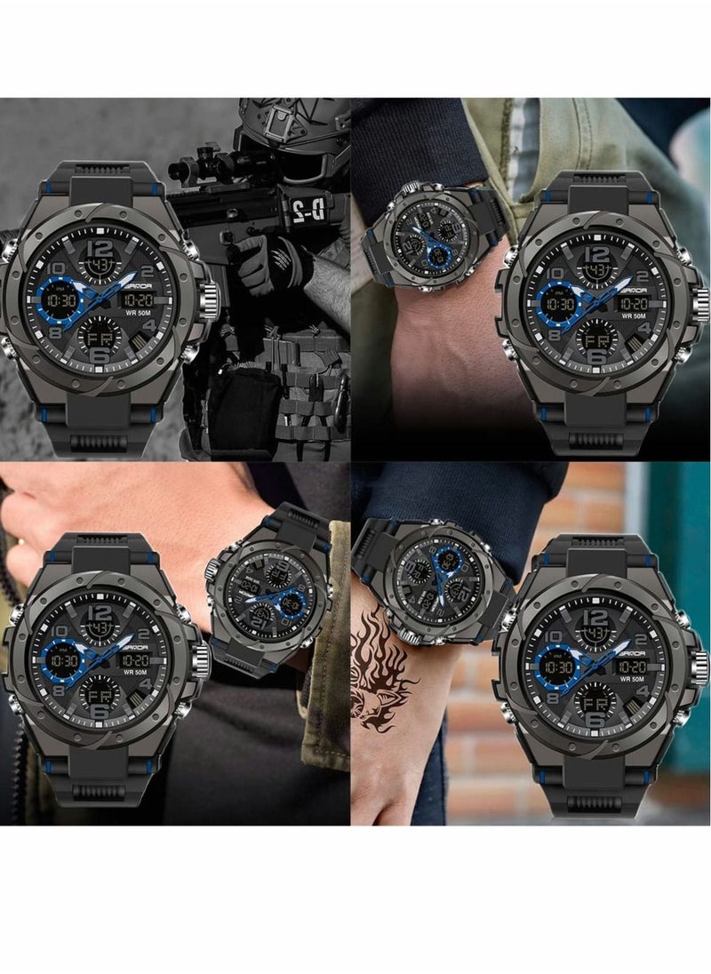 Excefore - Men's Analog Sports Watch, Digital Outdoor Sports Electronic Watch,  Large Dual Display Waterproof Tactical Watches - Image 1