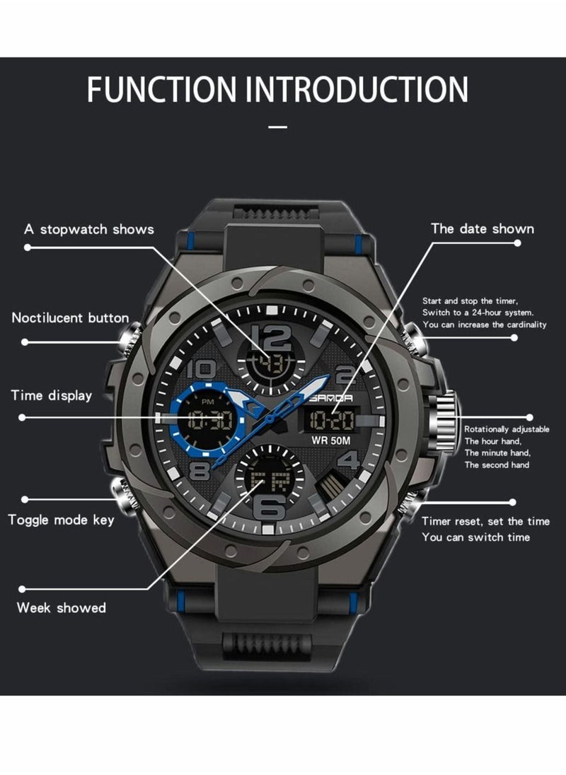 Excefore - Men's Analog Sports Watch, Digital Outdoor Sports Electronic Watch,  Large Dual Display Waterproof Tactical Watches - Image 1