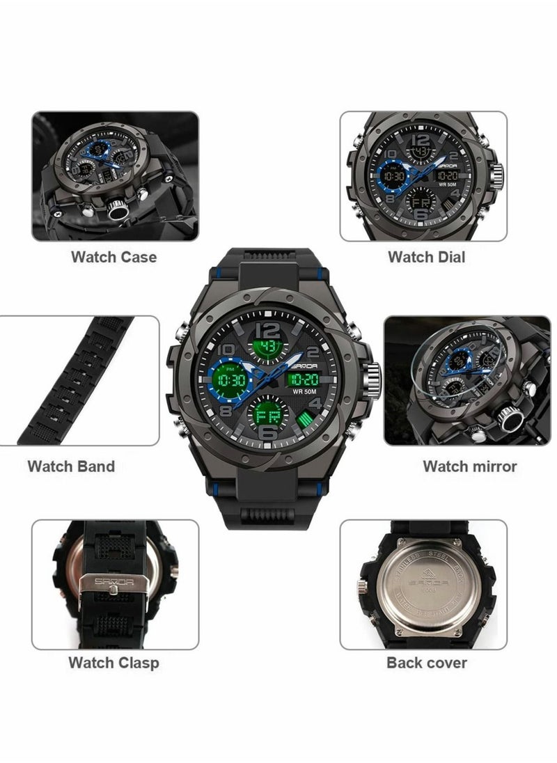 Excefore - Men's Analog Sports Watch, Digital Outdoor Sports Electronic Watch,  Large Dual Display Waterproof Tactical Watches - Image 1