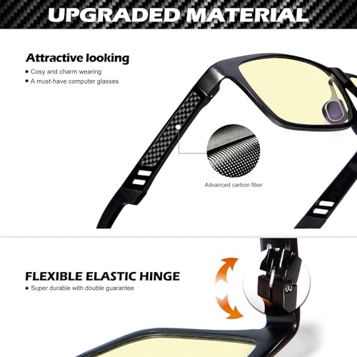 ANYLUV Blue Light Blocking Glasses Men Computer Gaming Glasses Lightweight Al-Mg Metal Anti Eyestrain Eye Protection - Image 3