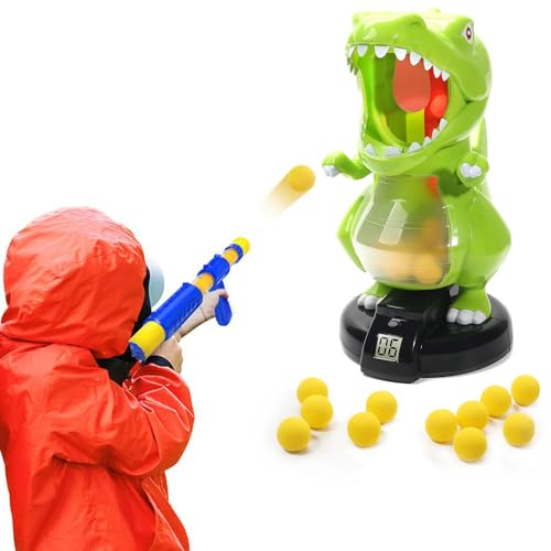 EagleStone Dinosaur Shooting Toys for Boys 5 6 7 8 9 Years Old Electronic Kids Target Games w Air Pump Gun LCD Score Record Sound 24 Foam Balls Birthday Party FavorChristmas Gifts for Toddlers - Image 1