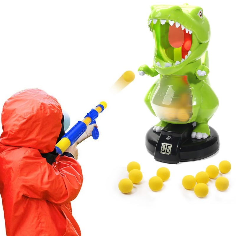 EagleStone Dinosaur Shooting Toys for Boys 5 6 7 8 9 Years Old Electronic Kids Target Games w Air Pump Gun LCD Score Record Sound 24 Foam Balls Birthday Party FavorChristmas Gifts for Toddlers - Image 2