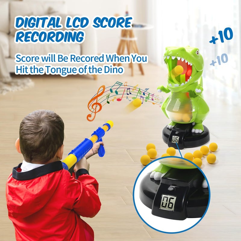 EagleStone Dinosaur Shooting Toys for Boys 5 6 7 8 9 Years Old Electronic Kids Target Games w Air Pump Gun LCD Score Record Sound 24 Foam Balls Birthday Party FavorChristmas Gifts for Toddlers - Image 3