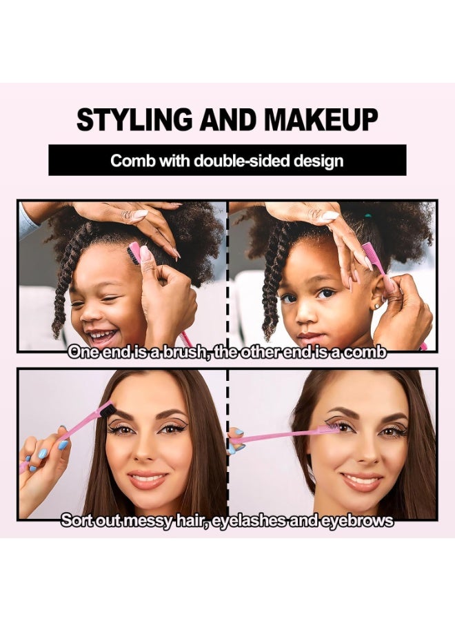 NIKITA.VIVI 3pcs Slick Brush Set Bristle Hairbrush Teasing Comb Edge Hairbrush Grooming Combs Rat Tail Brush Fine Tooth Comb Suitable for Combing Brushing and Smoothing Hair Edge Control Brush Pink - Image 3