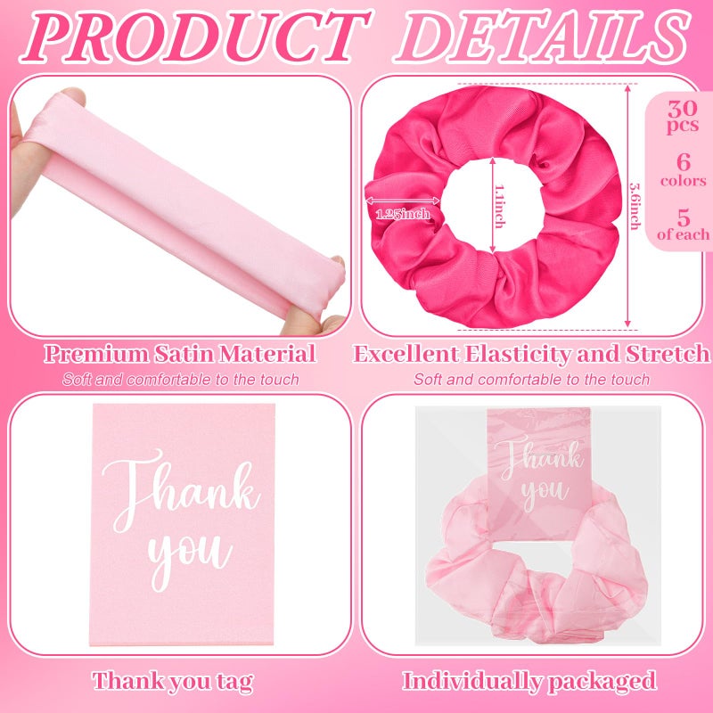 FineCheer Pink 30 Pcs Thank You Gifts Bulk for Women Pink Satin Scrunchies Employee Appreciation Gifts for Coworker Nurse Volunteer Team Medical Assistant Teacher Practitioners - Image 2