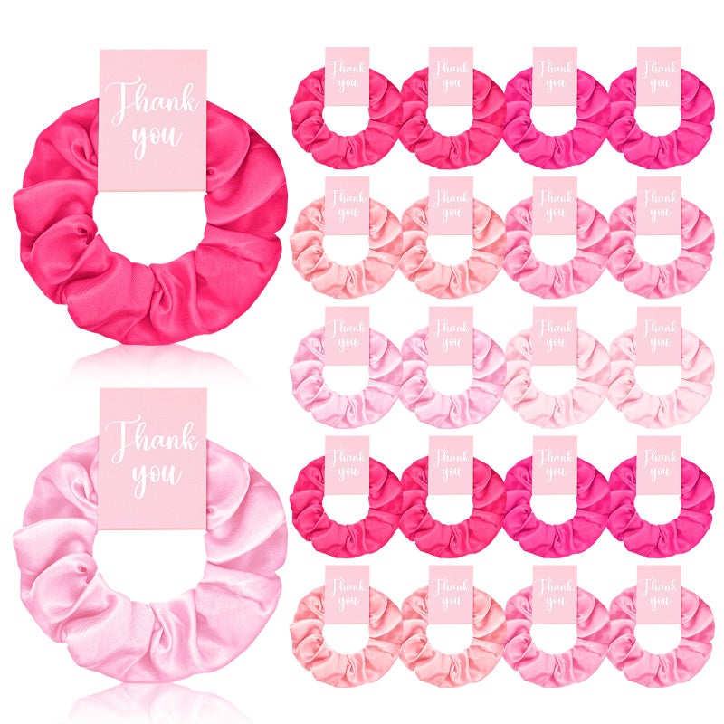 FineCheer Pink 30 Pcs Thank You Gifts Bulk for Women Pink Satin Scrunchies Employee Appreciation Gifts for Coworker Nurse Volunteer Team Medical Assistant Teacher Practitioners - Image 1