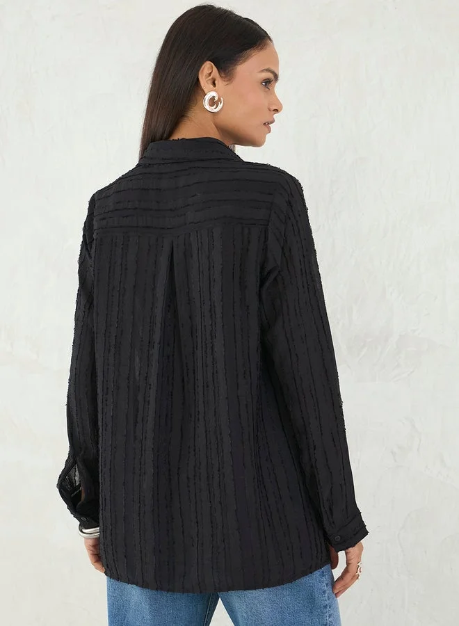 Femmella  Femmella Black Textured Button Down Shirt for Women | Best Price UAE