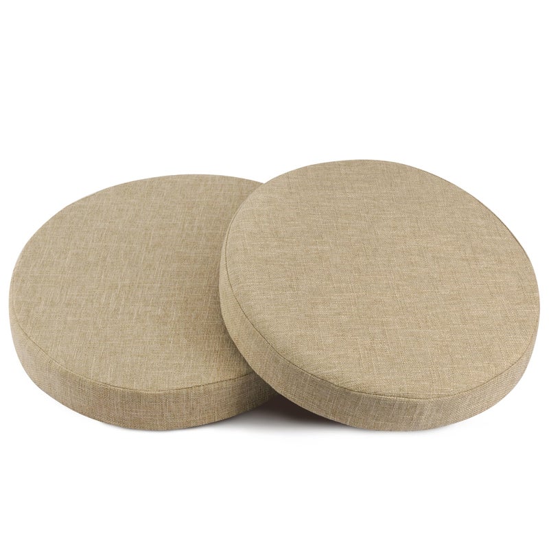 OVOV Round Chair Cushions for Dining Chairs 2 Pack Extra Thick Seat Cushion Circle Chair Pads with Removable Cover and Non Slip Bottom Beige 16x16 Inch - Image 2