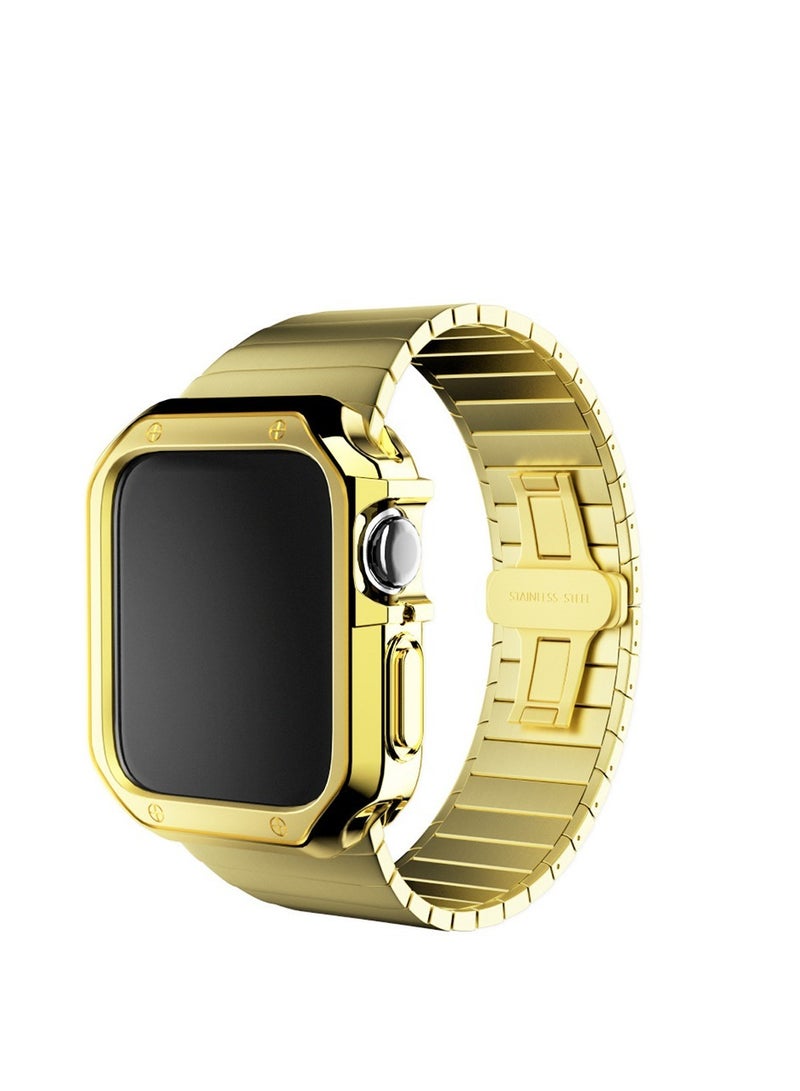 Suitable for Apple Watch Ultra 8/7 generation metal strap with TPU electroplating case set 44mm - Image 1