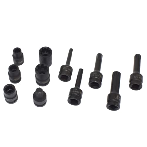 Yuesstloo 11PCS Brake Caliper Socket Kit, 1/2" Square Drive Wrench Socket Kit Compatible with Benz BMW VW Audi Porsche, H7 H9 H11 7pt 10pt 11.5mm 15mm 20mm M14 M18, with Carrying Case & Gloves - Image 4