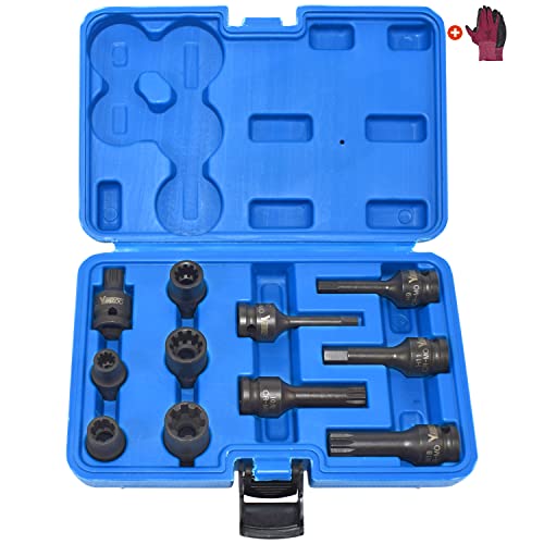Yuesstloo 11PCS Brake Caliper Socket Kit, 1/2" Square Drive Wrench Socket Kit Compatible with Benz BMW VW Audi Porsche, H7 H9 H11 7pt 10pt 11.5mm 15mm 20mm M14 M18, with Carrying Case & Gloves - Image 1