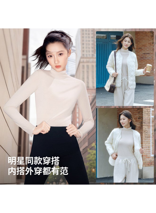 Goso [Guan Xiaotong Same Style] Women'S Nicotinamide Base Layer Top, Semi-Turtle Neck Long Sleeve Shirt For Autumn And Winter - Image 4