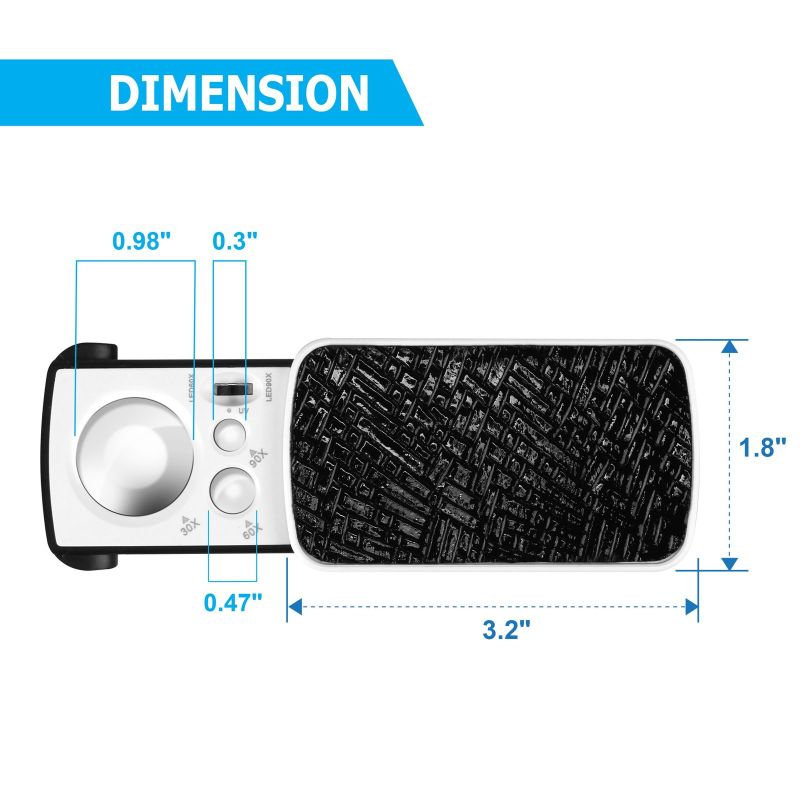 Gem Inspection 3-Lens Magnifier: 30x 60x 90x Zoom, Clear Distortion-Free View - LED UV Lighting, Ergonomic Portable Design for Jewelry Analysis, Rock Examination, Coin Evaluation, Electronics Inspecti - Image 5