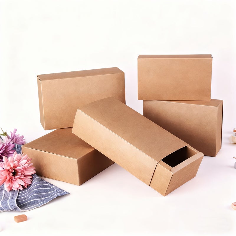 12 Pcs Brown Frosted Kraft Paper Pull Out Lid Gift Boxes 4.41x3.23x1.65 Inch For Jewelry Tea Sweater Wedding Birthday Party Halloween Christmas Corporate Celebration - Image 5