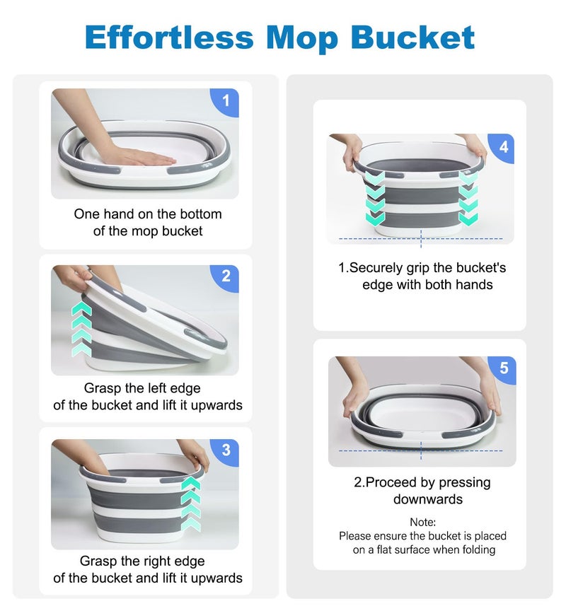 Lesipee Collapsible Bucket 16L with Handles, Cleaning Mop Bucket Space Saving Foldable Silicone Tub for Laundry Storage Camping, Portable Wash Basin for Home & Car, 4.2 Gallon Compact Utility Plastic Bucket - Image 3