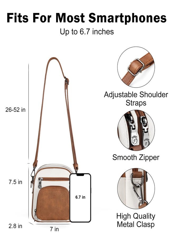 FADEON Small Purses for Women Crossbody Bags, Designer PU Leather Mini Cross Body Purse Travel Shoulder Bag Card Slots, Beige Contrast Brown Etro Style - Image 3