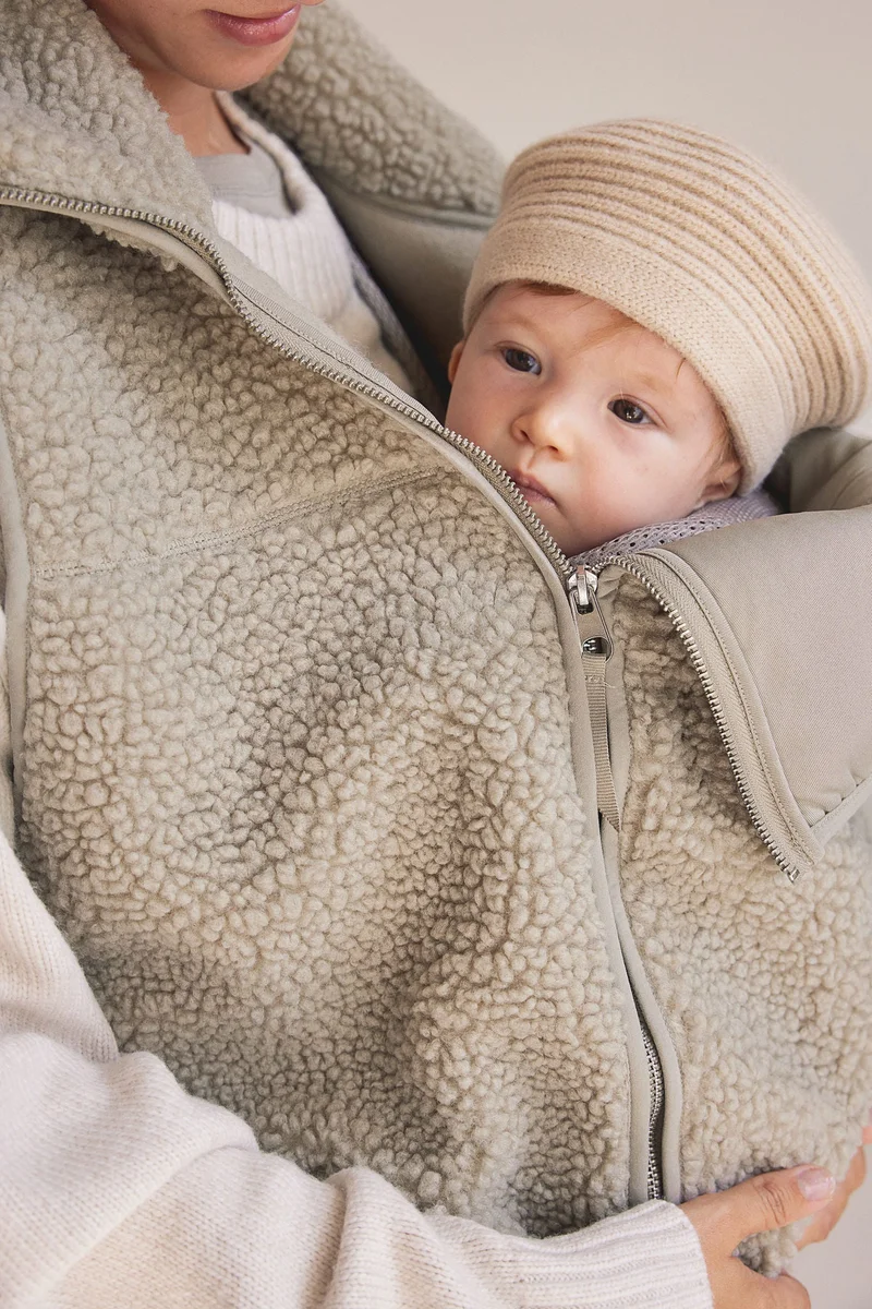 H&M MAMA Before & After Babywearing teddy gilet