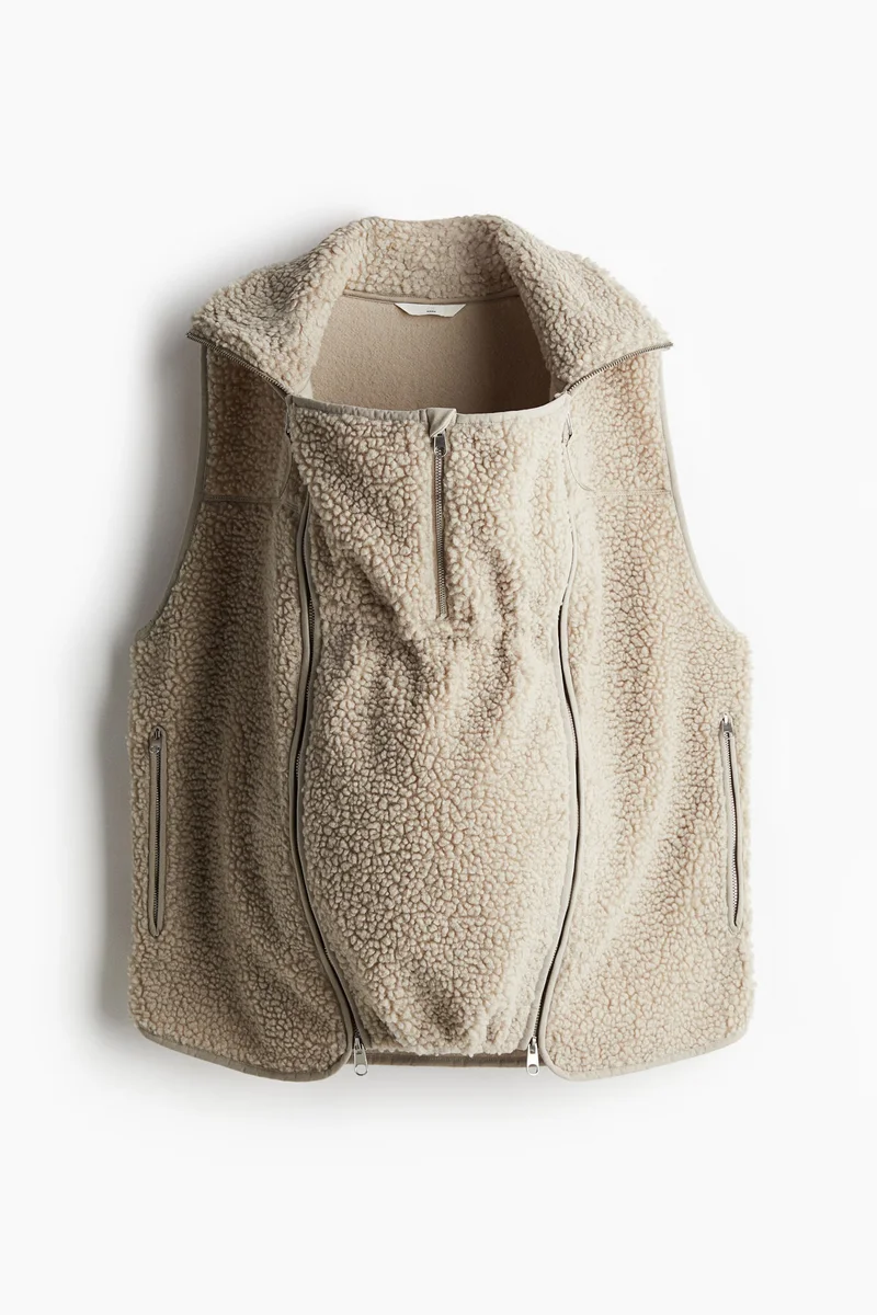 H&M MAMA Before & After Babywearing teddy gilet