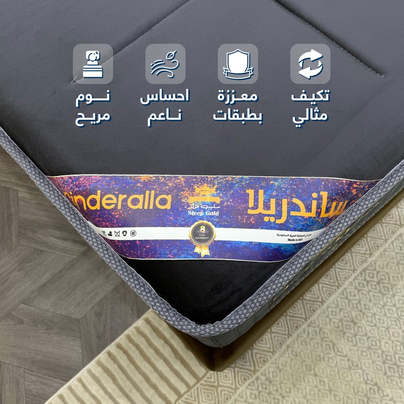 سليب قولد مرتبة نوم فندقية فاخرة من سليب قولد - فئة سندريلا - بوكيت سبرينج - مقاس 30سم الارتفاع * 200سم العرض * 200سم الطول | دعم للظهر، امتصاص للحركة، مريحة - Image 4