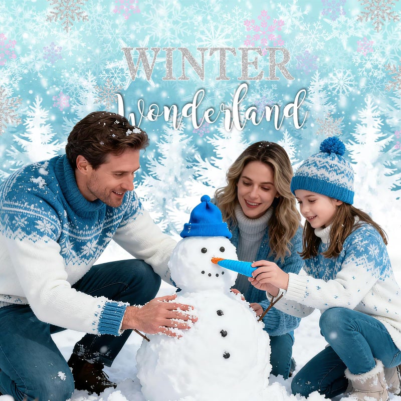 Mocsicka Winter Wonderland Backdrop Blue Snowflake Winter Onerderland Background Winter Wonderland Snow Birthday Baby Shower Party Banner Backdrops (7x5ft(82x60 inch) - Image 3