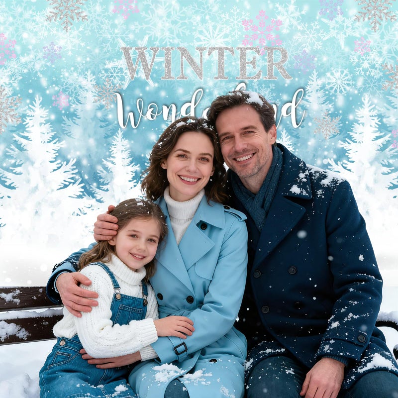 Mocsicka Winter Wonderland Backdrop Blue Snowflake Winter Onerderland Background Winter Wonderland Snow Birthday Baby Shower Party Banner Backdrops (7x5ft(82x60 inch) - Image 4