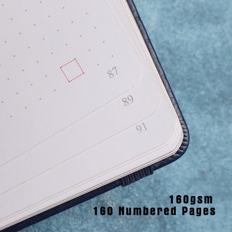 TIEFOSSI Dotted Journal Notebook, Dot Grid Notebook for Women Men, Hardcover PU Leather Journal, 160 GSM Thick Paper, 160 Numbered Pages with Gold Edges, 8 x 8 Square Diary - Image 4
