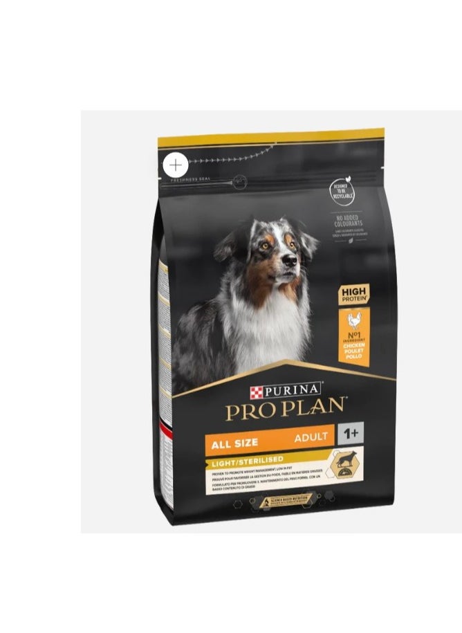 PURINA Pro Plan Light & Sterilised Dry Food with Chicken for Adult Dogs 14kg 