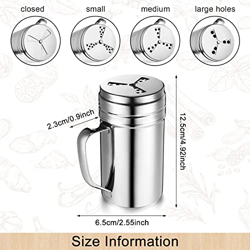 Geiserailie 3 Pieces Seasoning Bottle with Handle Stainless Steel Spice Shaker Metal Versatile Dredge Shaker with Rotating Cover for Cooking Kitchen Gadget (Fan Style Lid,Large) - Image 2