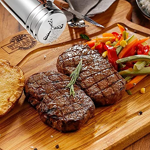 Geiserailie 3 Pieces Seasoning Bottle with Handle Stainless Steel Spice Shaker Metal Versatile Dredge Shaker with Rotating Cover for Cooking Kitchen Gadget (Fan Style Lid,Large) - Image 5