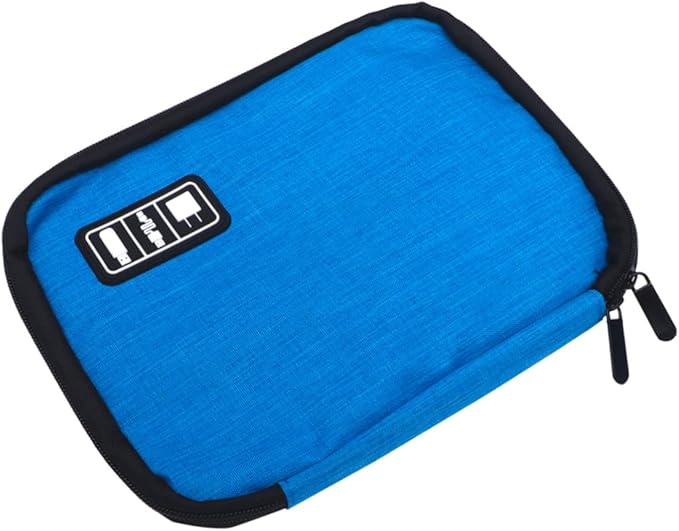 Portable Travel Organizer Pouch For Charger Cable Earphone Storage Blue - Image 1