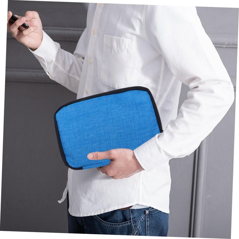 Portable Travel Organizer Pouch For Charger Cable Earphone Storage Blue - Image 5