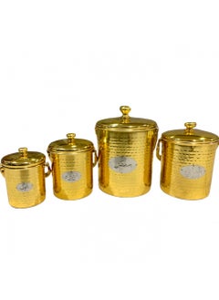 Royal Stainless Steel Set of 4 Air Tight Gold Plated Food Canister & Container 3.5 KG / 2.5 KG / 1.5 KG/ 1 KG  - Image 2