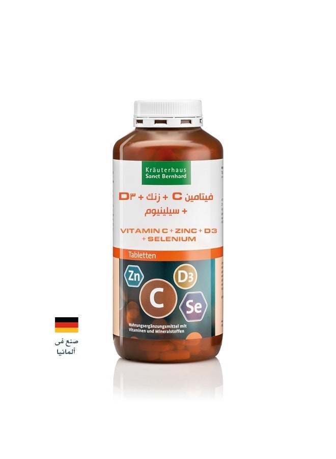 Sanct Bernhard Vitamin C + Zinc + Vitamin D3 + Selenium – 365 Tablets Used to support immune system health, help protect cells from oxidative stress, support bone and teeth health, and promote overall immunity and daily vitality year-round. - Image 2