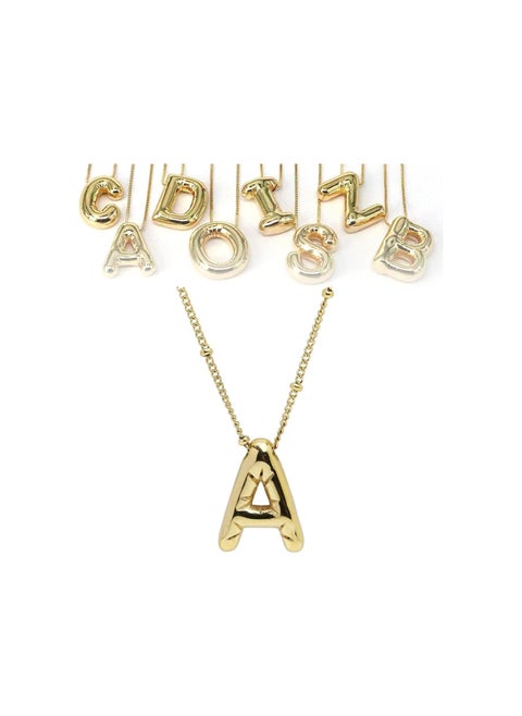 Vlessi Balloon Alphabet Pendant, Bubble Letter Necklace, Balloon Alphabet Pendant 18k Gold Plated, Initial Pendant Necklace for Women and Mens (A)