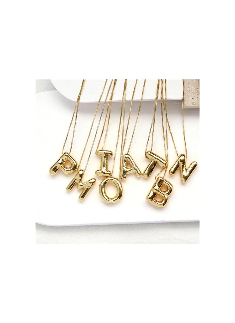 Vlessi Balloon Alphabet Pendant, Bubble Letter Necklace, Balloon Alphabet Pendant 18k Gold Plated, Initial Pendant Necklace for Women and Mens (A)