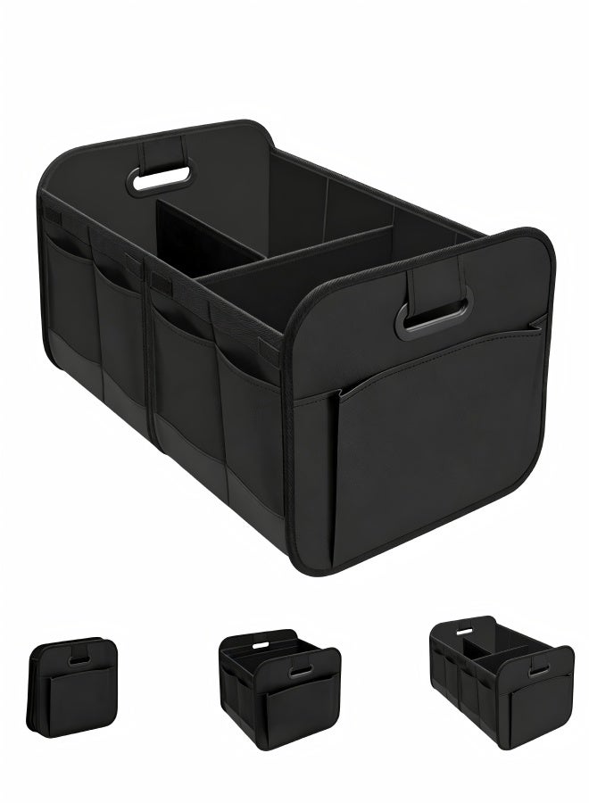 MATVHRUI Car Trunk Organizer Foldable Storage Box, Large Capacity 600D Oxford Boot Organizer with 3 Compartments and Side Pockets for SUV, Sedan, Van and Truck - Image 1