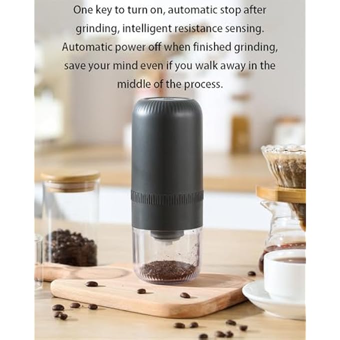 سکیلو مطحنة قهوة كهربائية قابلة للتعديل خشونة مع غرفة شفافة تعمل بيد واحدة تصميم من الفولاذ المقاوم للصدأ يعمل بالبطارية سهل التنظيف أبيض 90 مل - Image 3