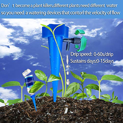 MANGOIT Self Plant Watering Spikes 12 Pack Auto Drippers Irrigation Devices Vacation Automatic Plants Water System with Adjustable Control Valve Switch Design for Houseplant, Gardenplant, Officeplant - Image 2