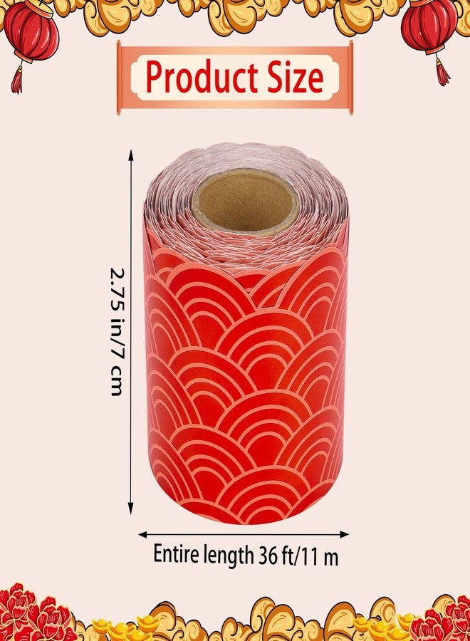 Lucleag 36 Ft Chinese New Year Bulletin Board Border Roll, Red 2026 Year of Horse Chinese New Year Board Border Trim for Lunar New Year School Classroom Office Bulletin Boards Decorations - Image 2