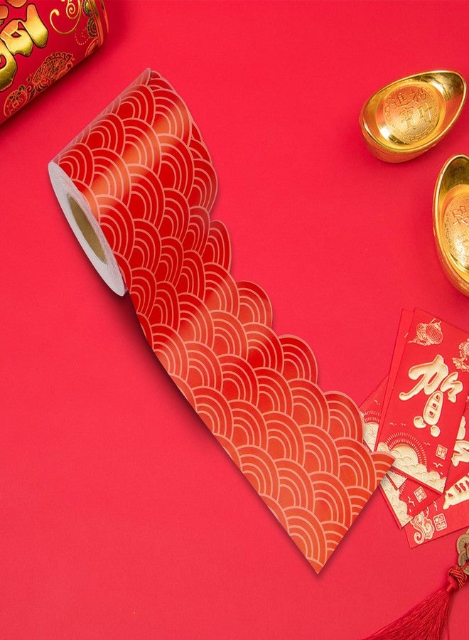 Lucleag 36 Ft Chinese New Year Bulletin Board Border Roll, Red 2026 Year of Horse Chinese New Year Board Border Trim for Lunar New Year School Classroom Office Bulletin Boards Decorations - Image 3