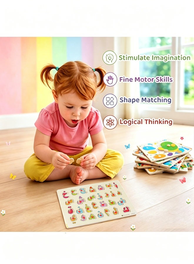 Toddle Arabic Alphabet Puzzle，Learning Arabic Letter Montessori for Kids - 3D Number Hand Grip Blocks Jigsaw Puzzle Board Preschool Educational Developing Toy - Image 4