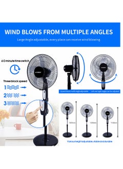 Stargold Pedestal Fan Oscillating 60W Electric Stand Fan 3 Speed Quite Cooling Fan For Indoor And Outdoor 16 Inch  - Image 3