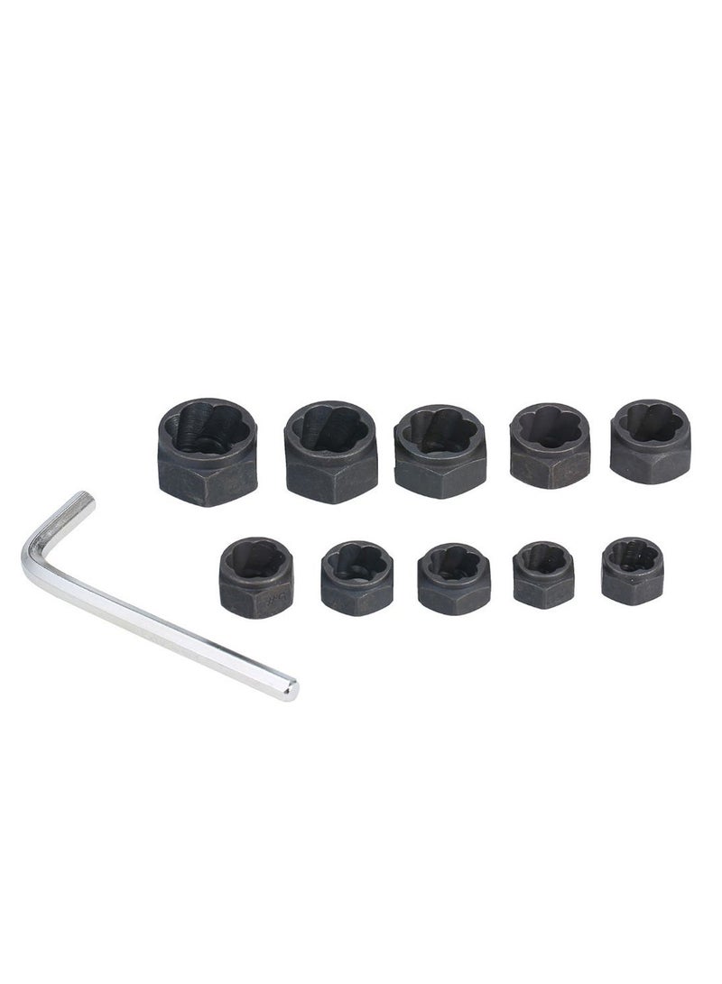 NIBEMINENT 11-Piece Impact Bolt Nut Remover Set Black/Silver 